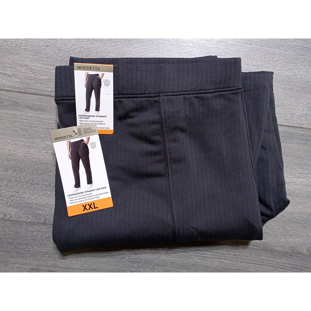 Mondetta Herringbone Straight Leg Pant Adult 2XL Black High Rise Women